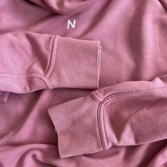 Nike Rose Pink Funnel Neck Turtleneck Tunic Sweatshirt Pockets Logo Women’s Sz L - Picture 11 of 15
